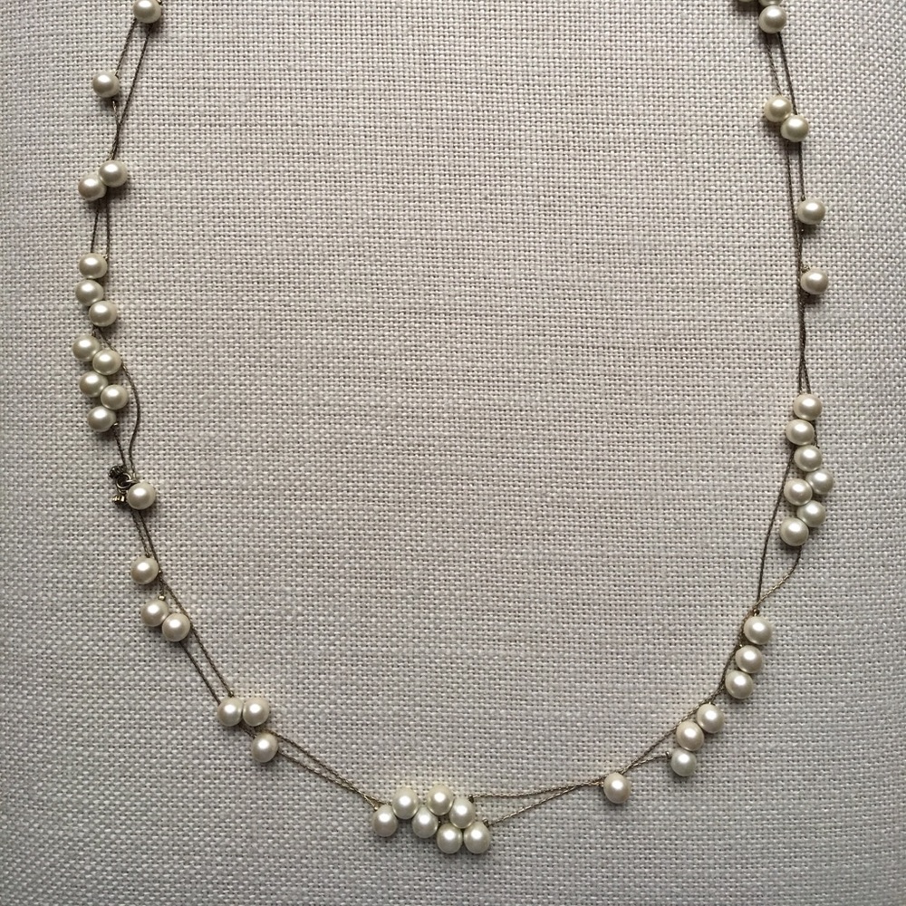 J. Crew Long Pearl Cluster Necklace